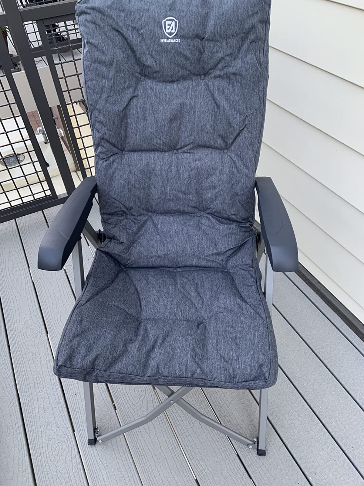 EVER ADVANCED Folding Padded Camping Chair 4 Positon Adjustable Recliner with High Back Support Portable for Adults, 330lbs Weight Capacity, Blue customer photo 2