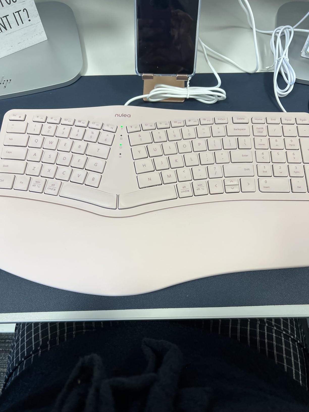 Nulea RT05C Wired Ergonomic Keyboard, Split Keyboard with Cushioned Wrist Rest, Adjustable Tilt Legs, Plug and Play, USB Corded, Compatible with Windows/Mac (Pink) customer photo 2