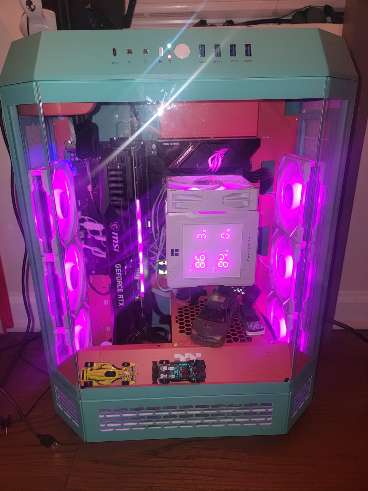 Thermaltake Tower 600 Hydrangea Blue Mid-Tower ATX Case; 3 Tempered Glass Panels; Hidden-Connector Motherboard Support; Rotational PCI-e Slots; CA-1Z1-00MFWN-00; 3 Year Warranty customer photo 1