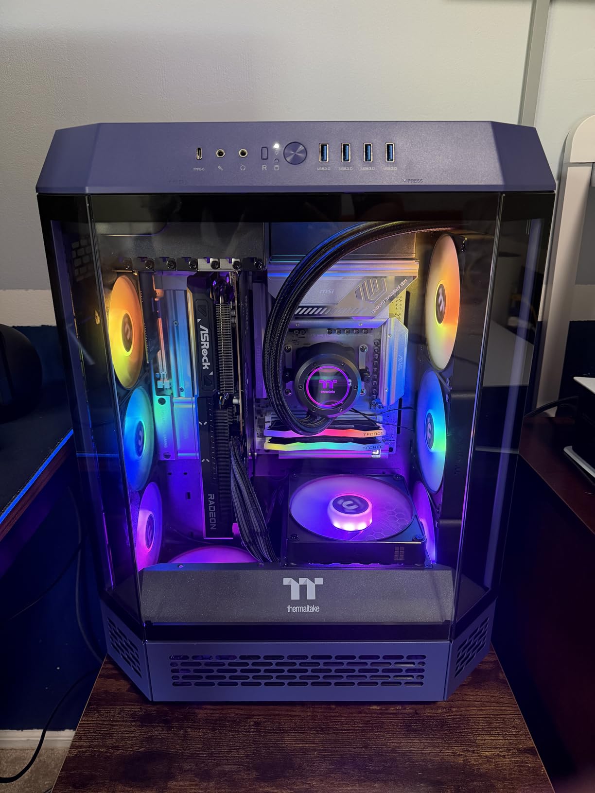 Thermaltake Tower 600 Hydrangea Blue Mid-Tower ATX Case; 3 Tempered Glass Panels; Hidden-Connector Motherboard Support; Rotational PCI-e Slots; CA-1Z1-00MFWN-00; 3 Year Warranty customer photo 2