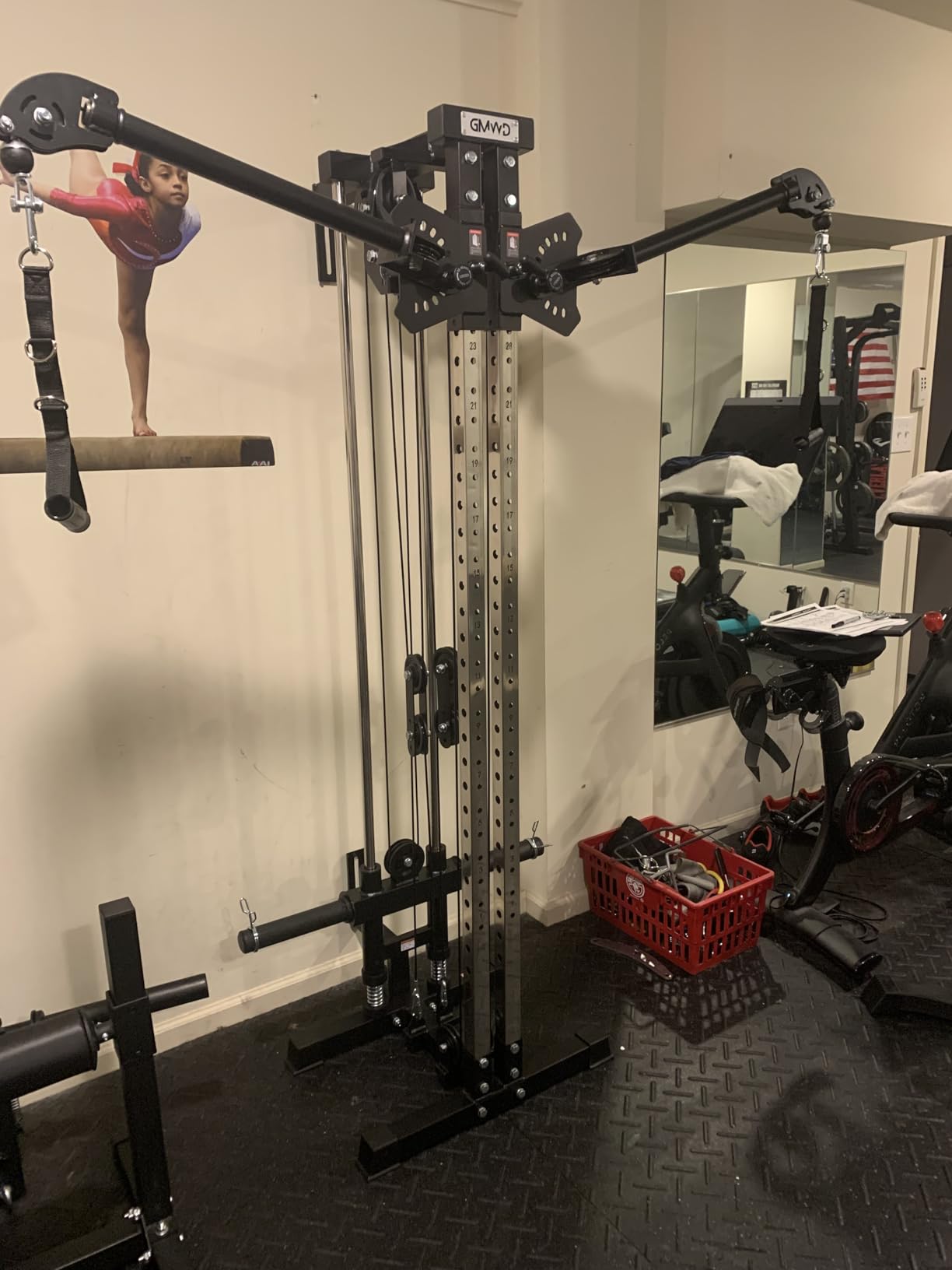 GMWD Cable Machine Home Gym, Wall Mounted Cable Machine with Dual Swivel Arms and 22 Adjustable Positions, All-in-One Cable Crossover Machine for Home Gym, Black customer photo 2