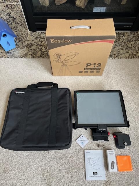 Desview P13 Teleprompter 13 Inch Aluminum Alloy with High Definition Glass, Compatible with iPad Tablet Camera DSLR, Portable No-Assembly Design for Video Recording customer photo 1