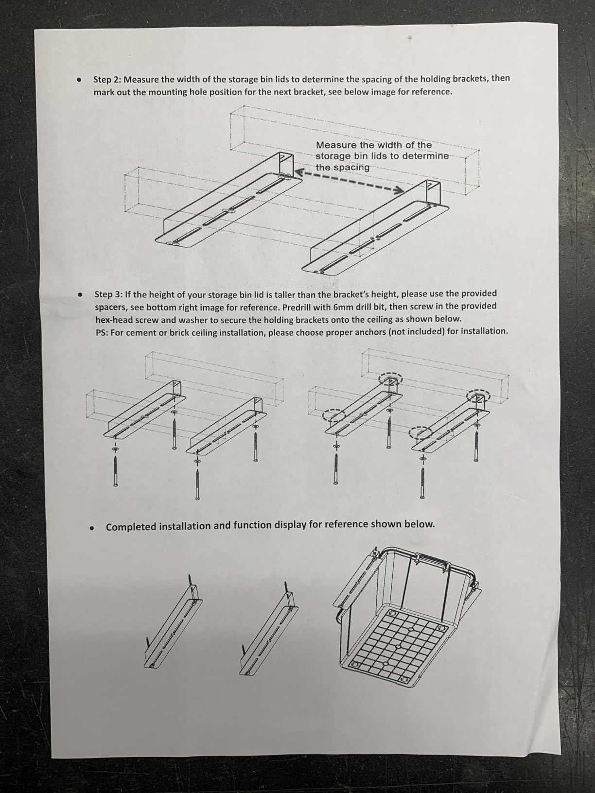 TORACK Garage Ceiling Bin Storage Rack, Overhead Tote Storage Rails customer photo 2